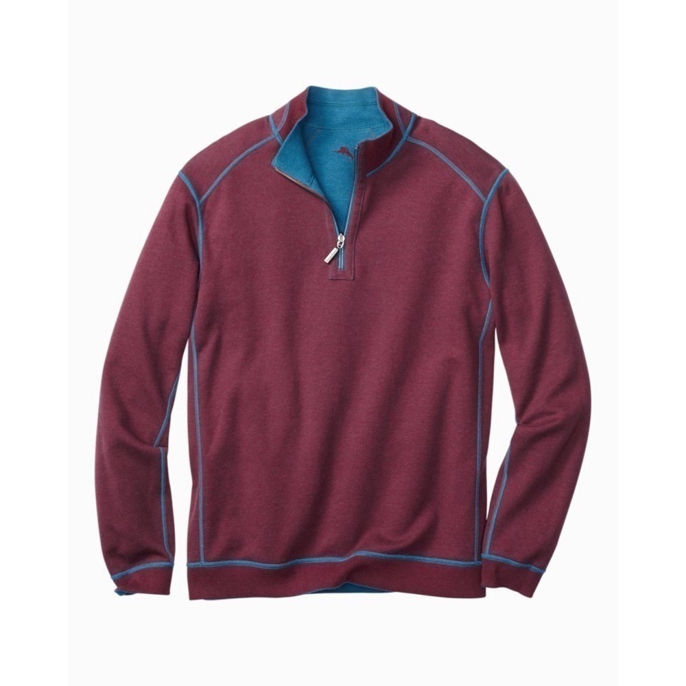 Tommy Bahama Men’s Flip Side Twill Reversible Half-Zip Sweatshirt M